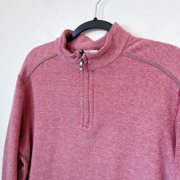 The Black Dog Martha's Vineyard Striped 1/4 Zip Pullover Mens Large Red White - Picture 3 of 11